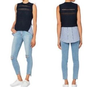 Veronica Beard Linen Cable Knit Sleeveless Sweater